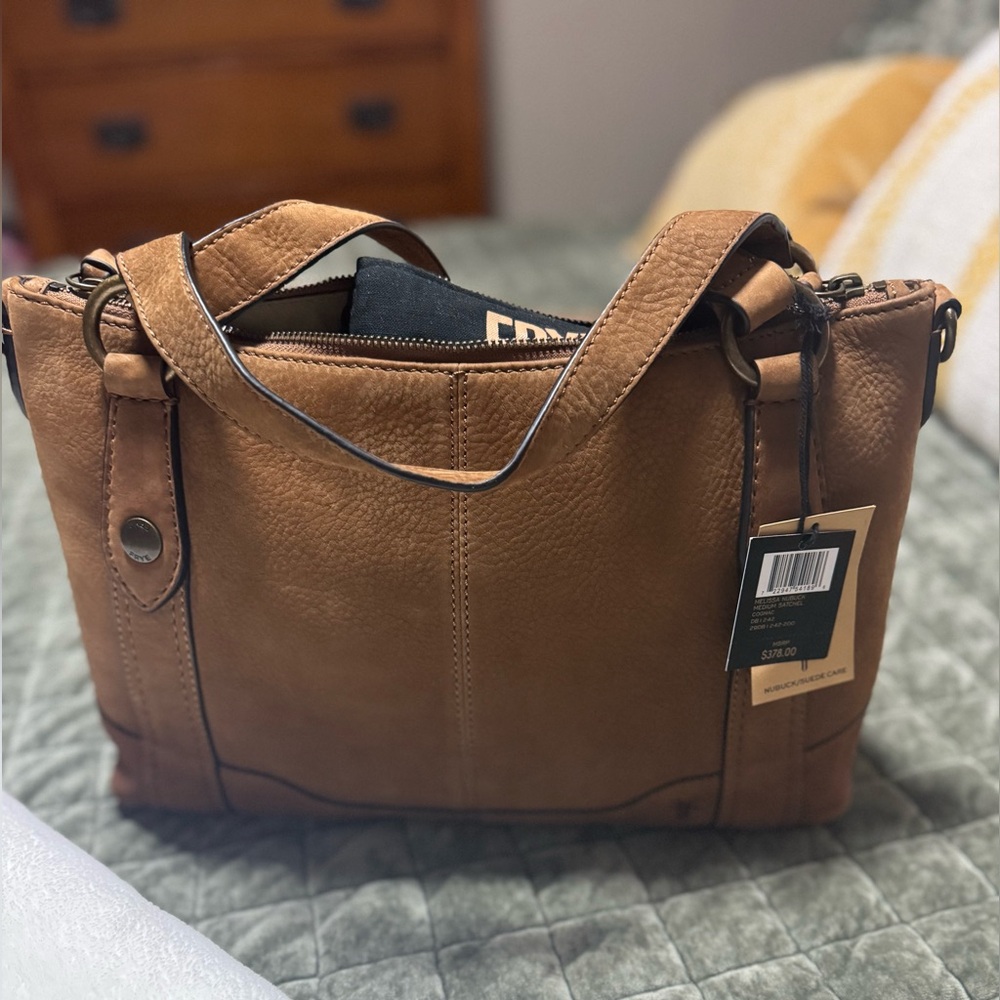 Brand new Melissa Medium Nubuck Satchel in Cognac.